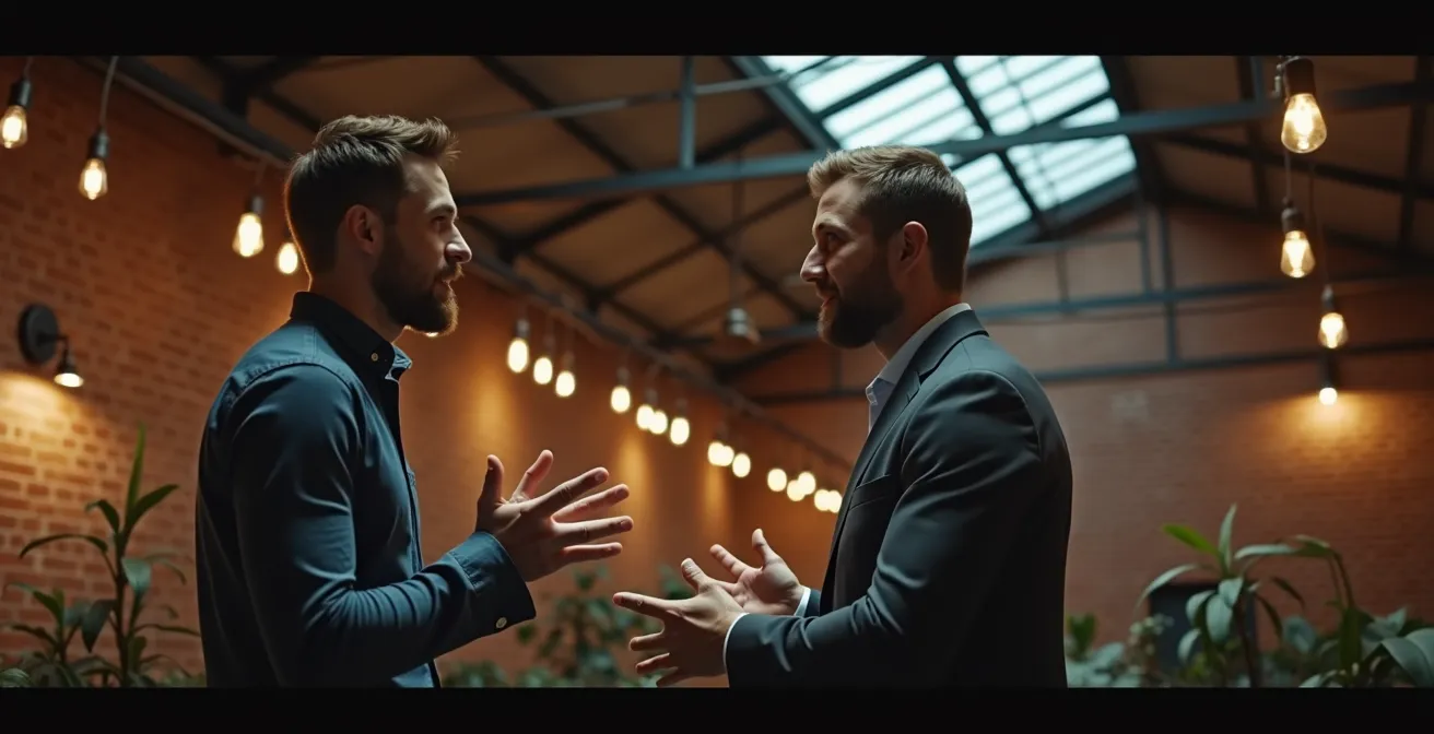 Ancienne halle industrielle transformée en espace de séminaire lumineux